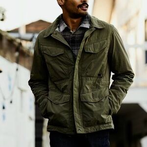 RELWEN Olive Peached Sailcloth Tanker Wind Breaker Water Repel Outdoor Jacket M